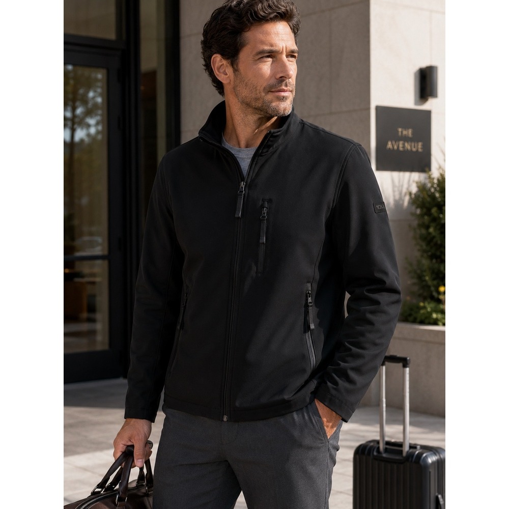 TUMI Tech Soft Shell Jacket Fleece Lined Full Zip Travel Black M